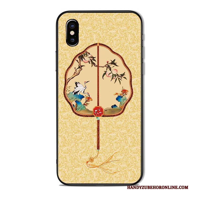 Hülle iPhone Xs Max Retro Gelb Chinesische Art, Case iPhone Xs Max Kreativ Handyhüllen Persönlichkeit