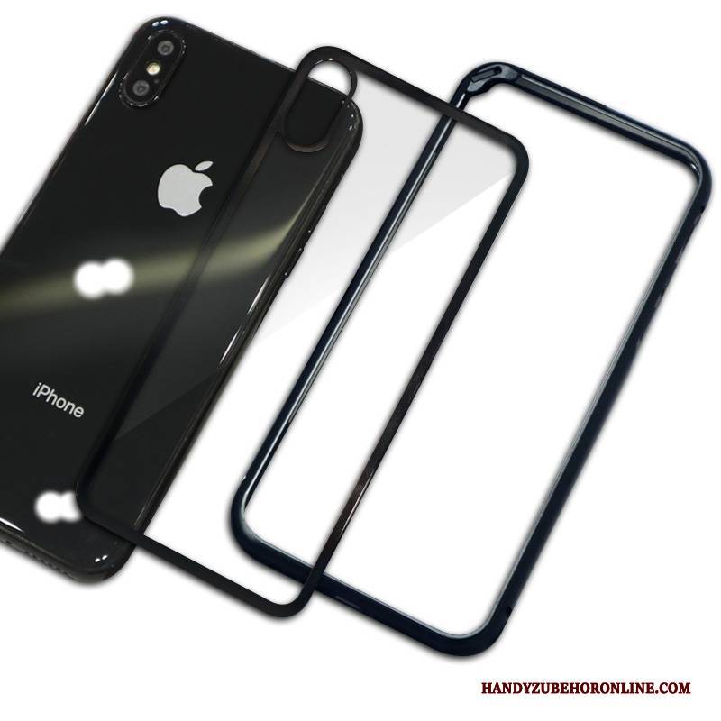 Hülle iPhone Xs Max Taschen Transparent Schwarz, Case iPhone Xs Max Metall Trendmarke Handyhüllen