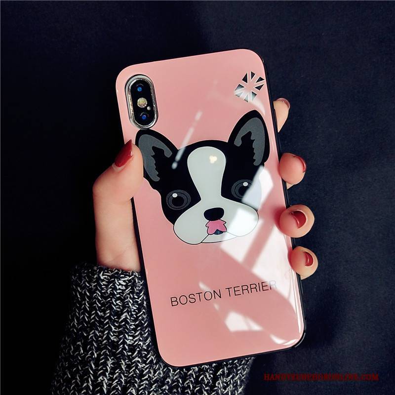Hülle iPhone Xs Schutz Trendmarke Glas, Case iPhone Xs Liebhaber Rosa
