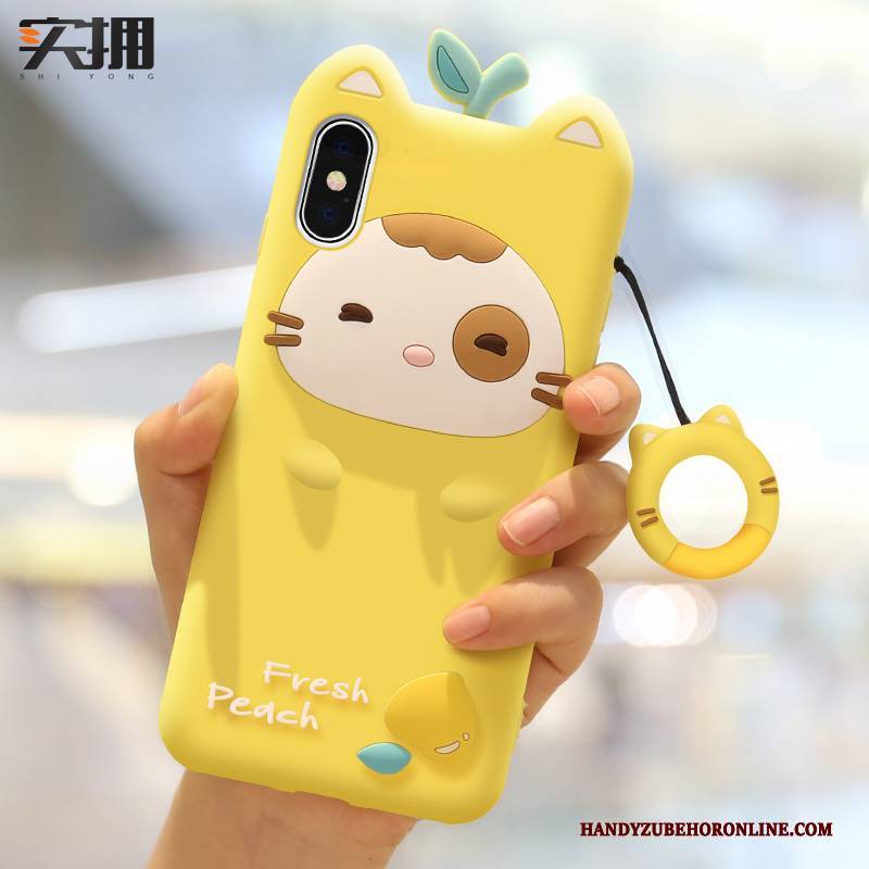 Hülle iPhone Xs Taschen Nette Hängende Verzierungen, Case iPhone Xs Karikatur Gelb Anti-sturz