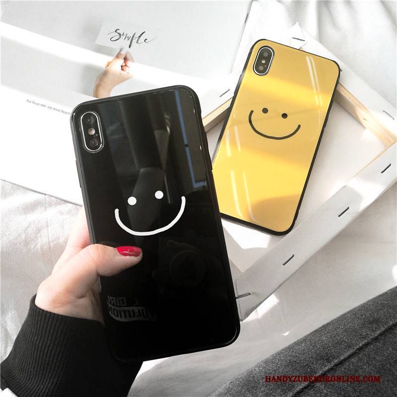 Hülle iPhone Xs Taschen Smiley Persönlichkeit, Case iPhone Xs Kreativ Schwarz Handyhüllen