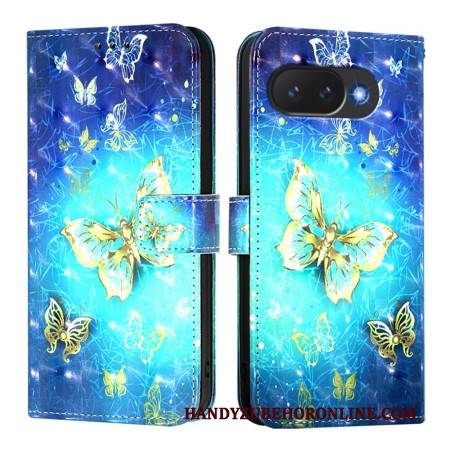 Lederhüllen Für Google Pixel 10a Goldene Schmetterlinge