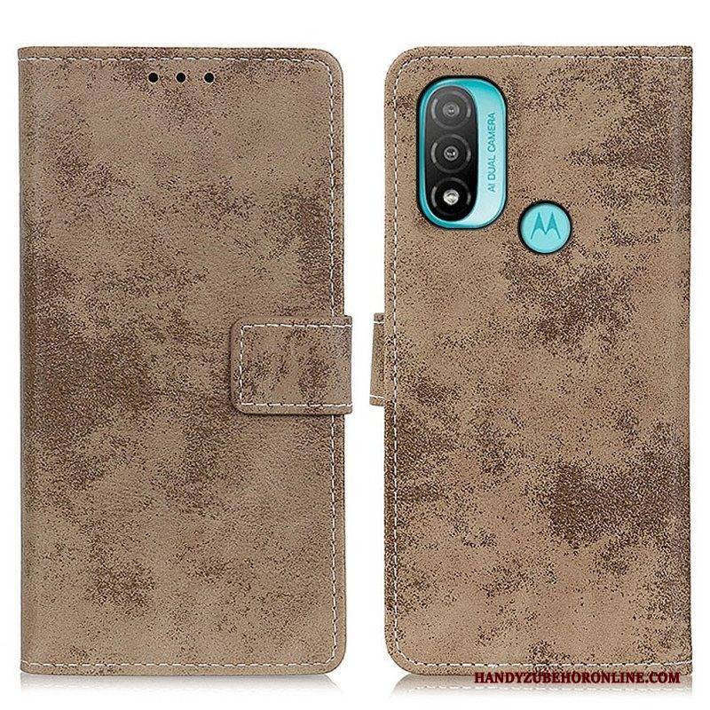 Lederhüllen Für Moto E40 / E30 / E20 Vintage-ledereffekt