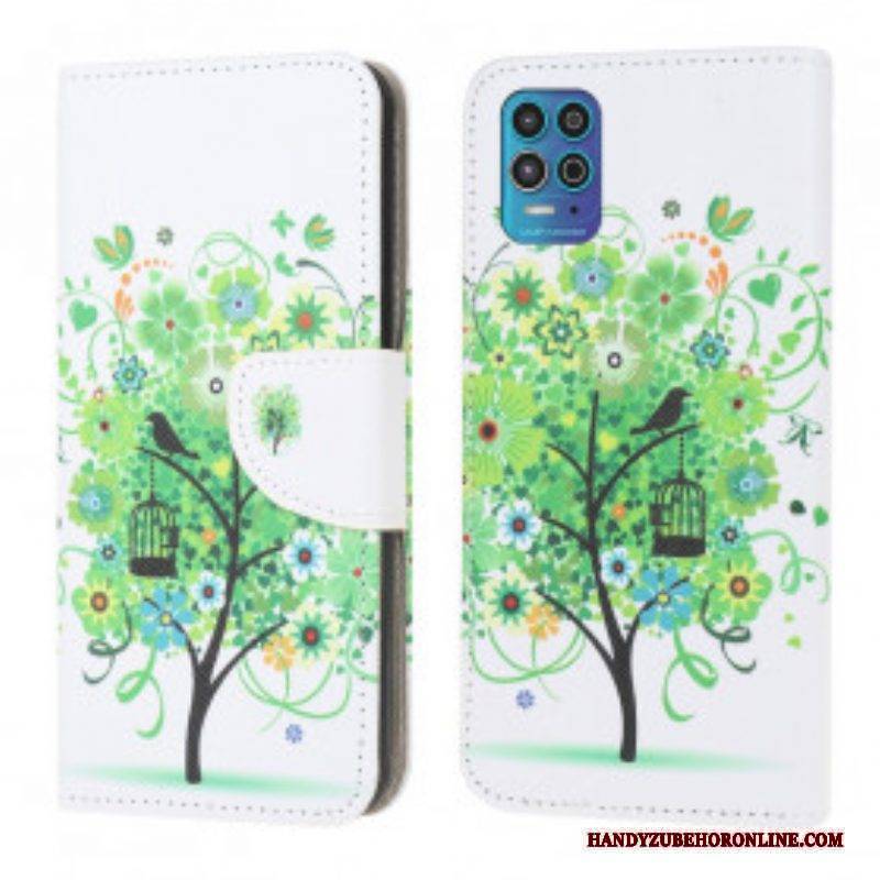 Lederhüllen Für Moto G100 Blühender Baum