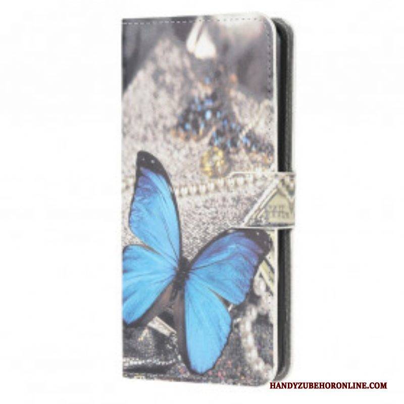 Lederhüllen Für Moto G50 Blauer Schmetterling