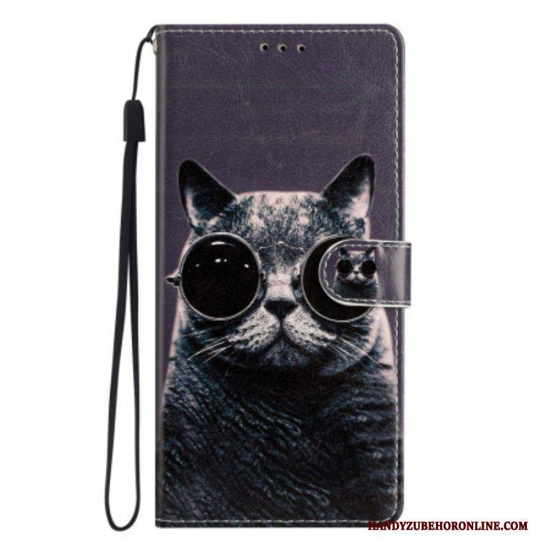 Lederhüllen Für Moto G73 5G Mit Kordel Riemchenbrille Kat