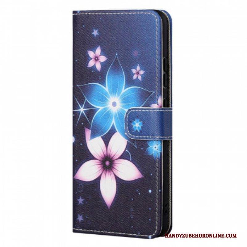 Lederhüllen Für OnePlus Nord CE 2 5G Blaue Und Rosa Blumen