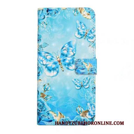 Lederhüllen Für Oneplus Nord 4 3d-blaue Schmetterlinge