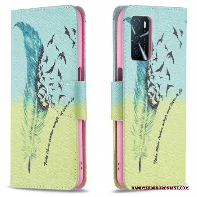Lederhüllen Für Oppo A16 / A16s Feder Lernen Fliegen