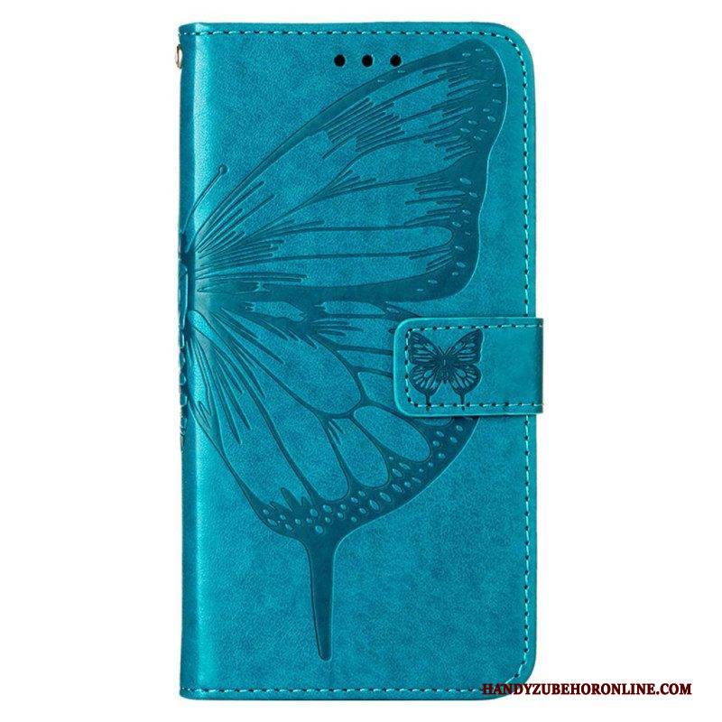 Lederhüllen Für Oppo A94 5G Schmetterling Mit Schlüsselband