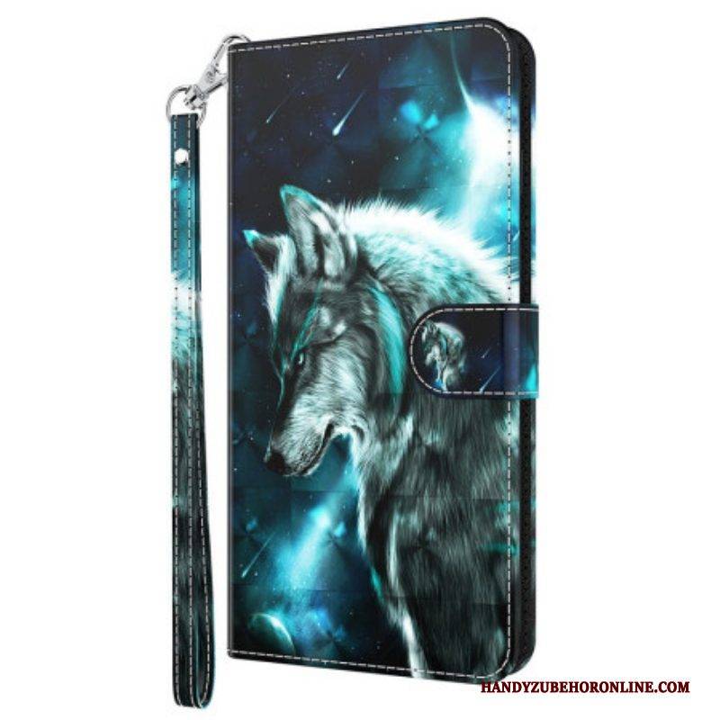 Lederhüllen Für Oppo A94 5G Wolf Mit Schlüsselband