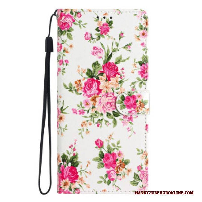 Lederhüllen Für Oppo Reno 8 Pro Mit Kordel Riemen Liberty Flowers