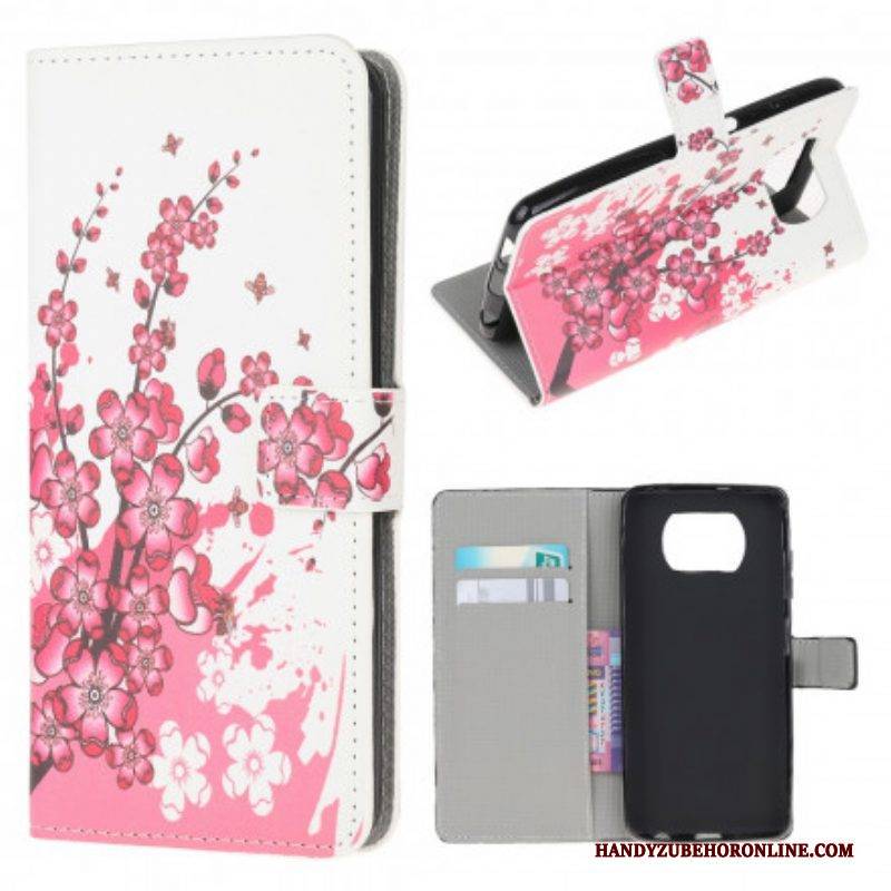 Lederhüllen Für Poco X3 / X3 Pro / X3 NFC Tropische Blumen