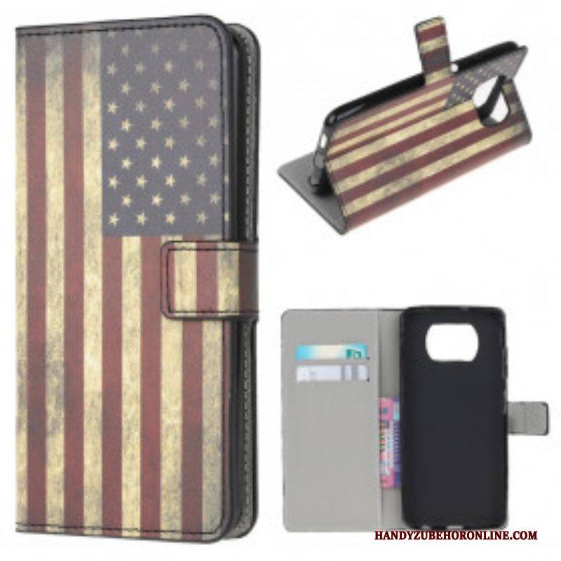 Lederhüllen Für Poco X3 / X3 Pro / X3 NFC Us Flagge