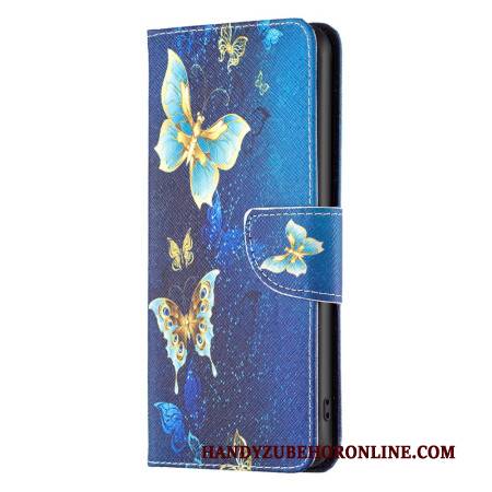 Lederhüllen Für Realme Note 60x Goldene Schmetterlinge