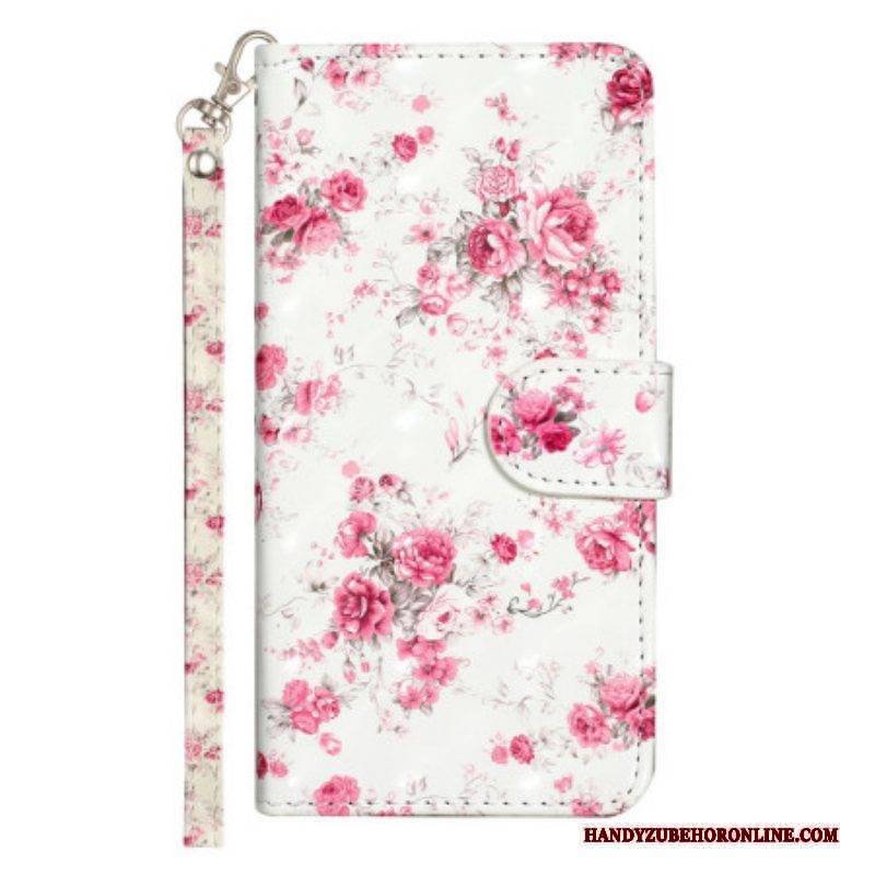 Lederhüllen Für Samsung Galaxy A14 / A14 5G Mit Kordel Riemen Liberty Flowers