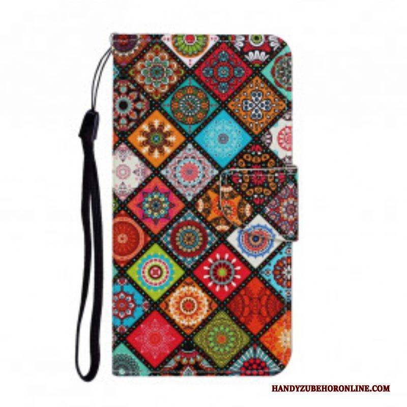 Lederhüllen Für Samsung Galaxy A52 4G / A52 5G / A52s 5G Patchwork-mandalas Mit Schlüsselband