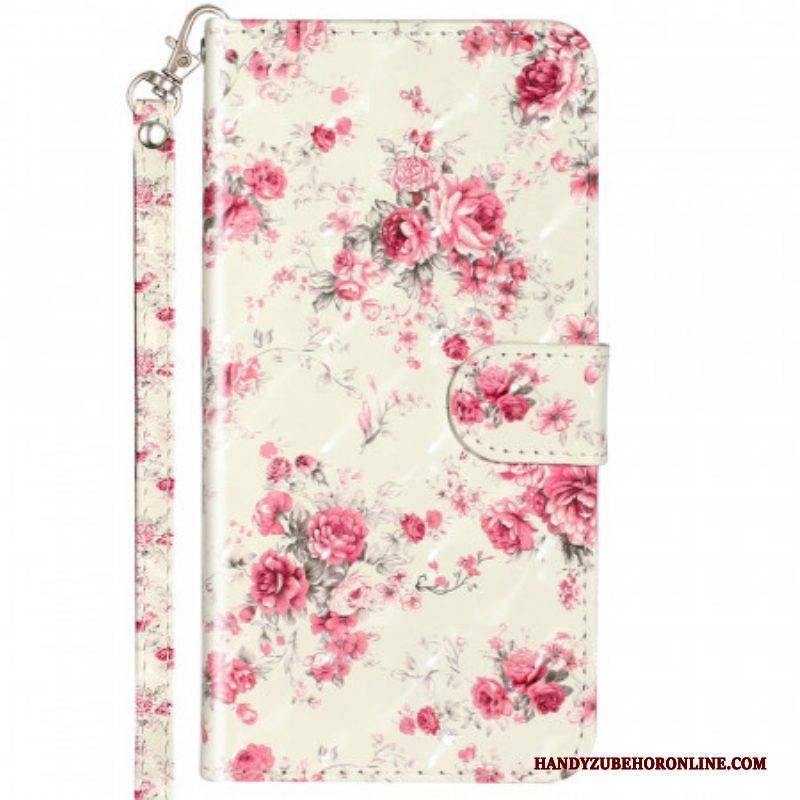Lederhüllen Für Samsung Galaxy A53 5G Mit Kordel Riemen Liberty Flowers