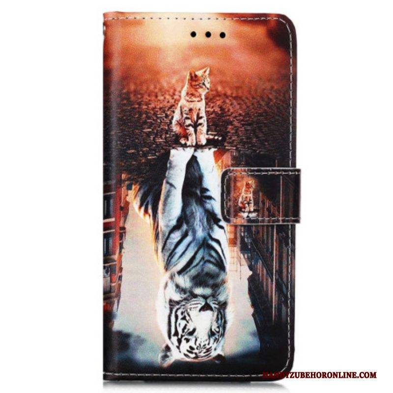 Lederhüllen Für Samsung Galaxy A54 5G Mit Kordel Strappy Kitten Dream