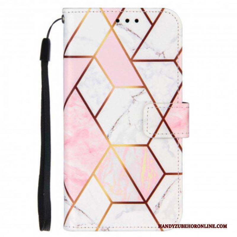 Lederhüllen Für Samsung Galaxy M12 / A12 Geometrischer Marmor
