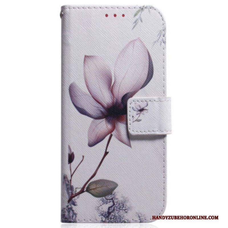 Lederhüllen Für Samsung Galaxy M13 Mit Kordel Vintage Riemchenblume