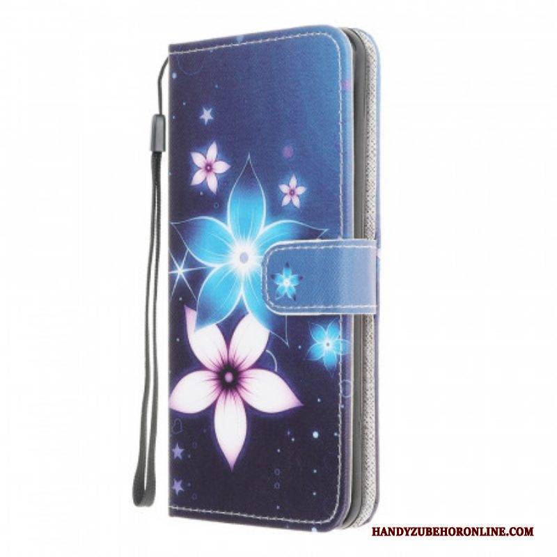 Lederhüllen Für Samsung Galaxy M32 Mit Kordel Mondriemenblumen