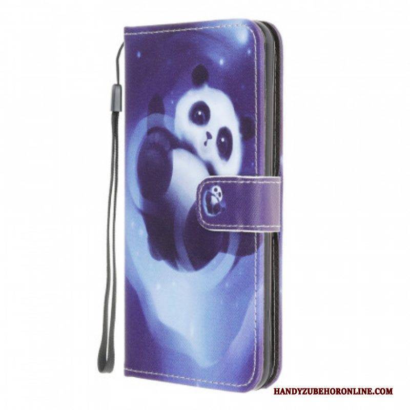 Lederhüllen Für Samsung Galaxy M32 Mit Kordel Panda Space Mit Schlüsselband