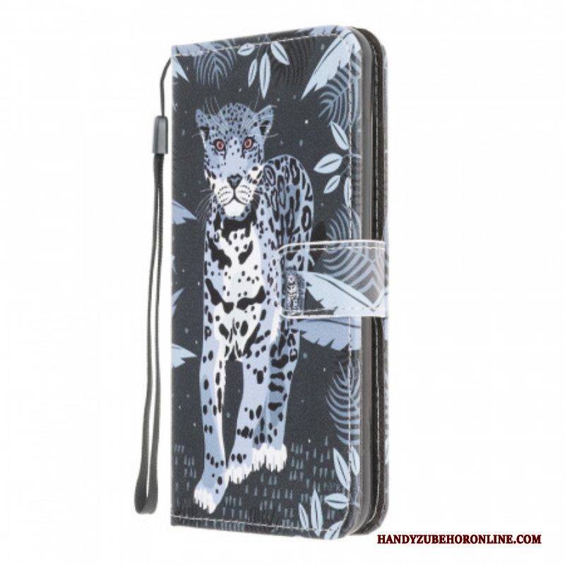 Lederhüllen Für Samsung Galaxy M32 Mit Kordel Riemchen-leopard