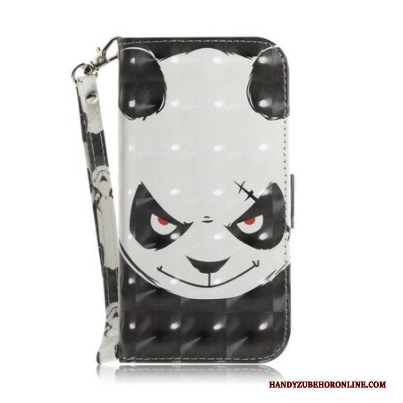 Lederhüllen Für Samsung Galaxy S20 FE Mit Kordel Wütender Panda Mit Schlüsselband