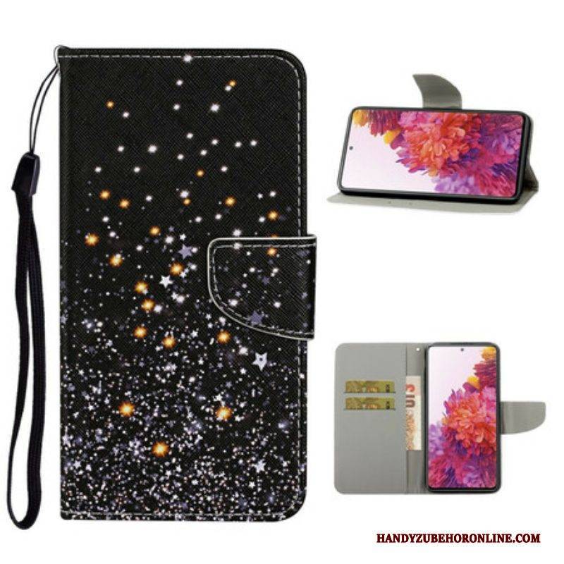 Lederhüllen Für Samsung Galaxy S20 FE Sterne Und Pailletten Mit Schlüsselband