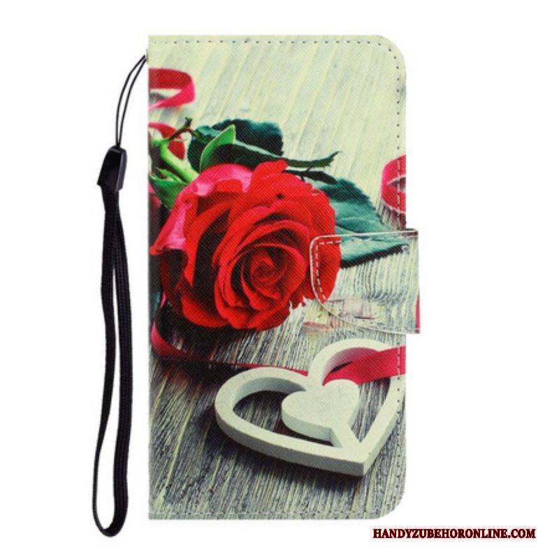 Lederhüllen Für Samsung Galaxy S20 Plus / S20 Plus 5G Mit Kordel Romantische Rose Mit Riemen