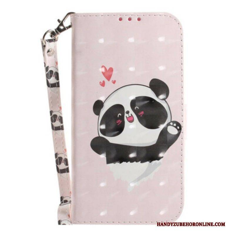 Lederhüllen Für Samsung Galaxy S21 FE Mit Kordel Panda Love Mit Schlüsselband