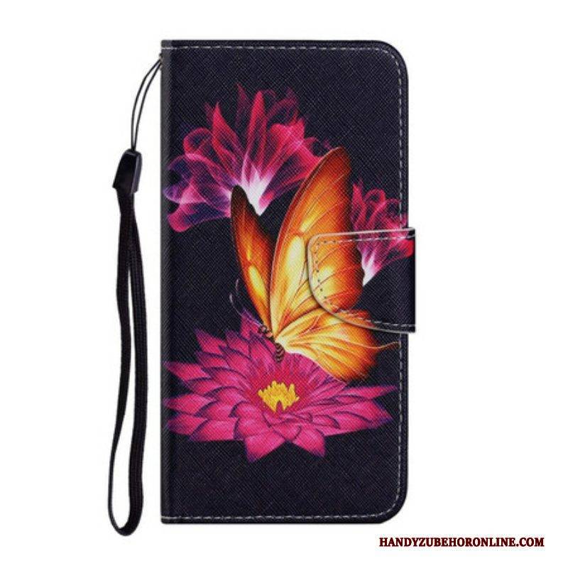 Lederhüllen Für Samsung Galaxy S21 FE Schmetterling Und Lotus