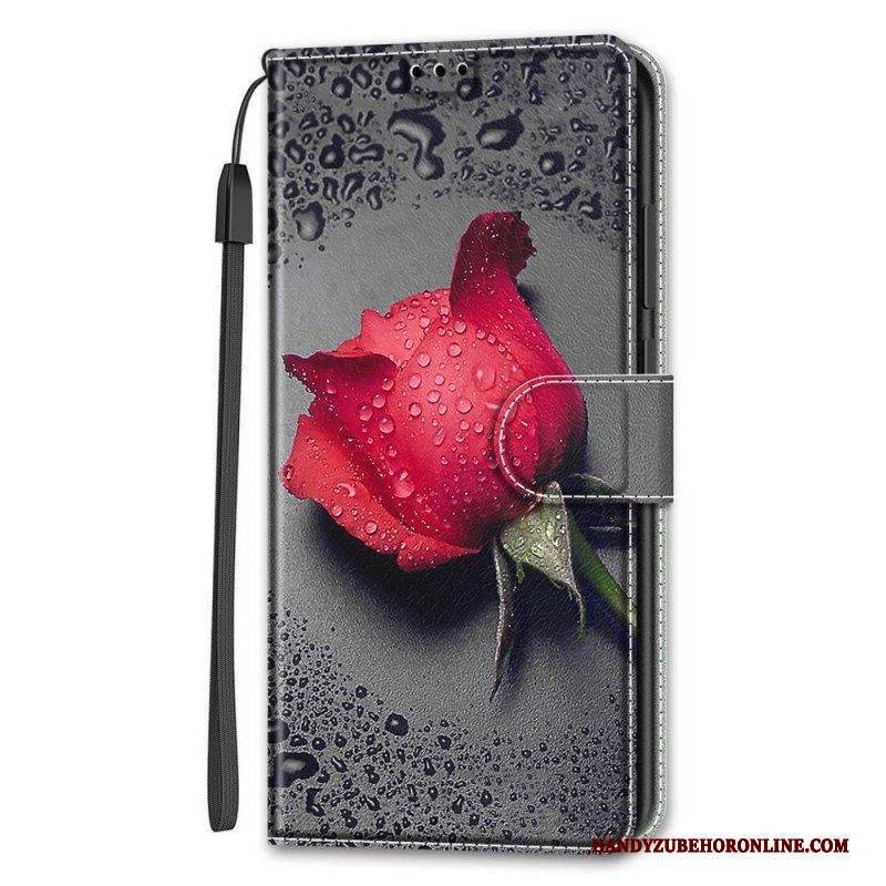 Lederhüllen Für Samsung Galaxy S22 Ultra 5G Rosen Mit Schlüsselband