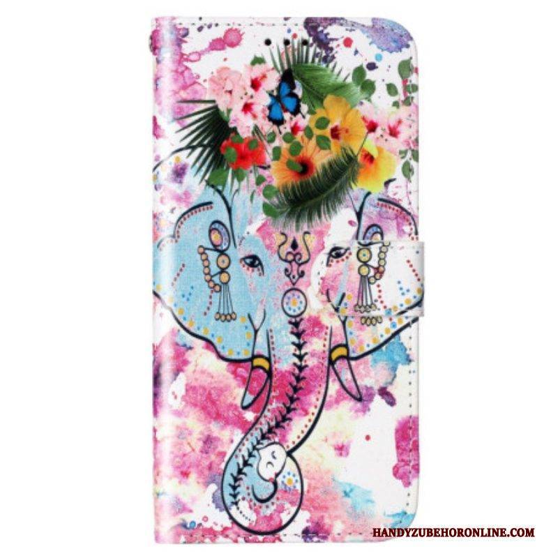 Lederhüllen Für Samsung Galaxy S23 5G Mit Kordel Stammes-elefant Mit Riemen