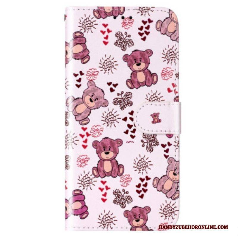 Lederhüllen Für Samsung Galaxy S23 5G Mit Kordel Teddybären