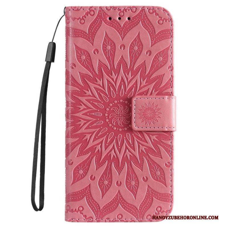 Lederhüllen Für Samsung Galaxy S23 Ultra 5G Mandala-sonne Mit Schlüsselband