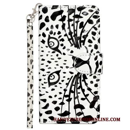 Lederhüllen Für Samsung Galaxy S25 Fe Leopardenkopf Mit Umhängeband