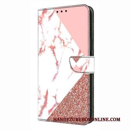 Lederhüllen Für Samsung Galaxy S26 Plus Dreieckiges Marmormuster