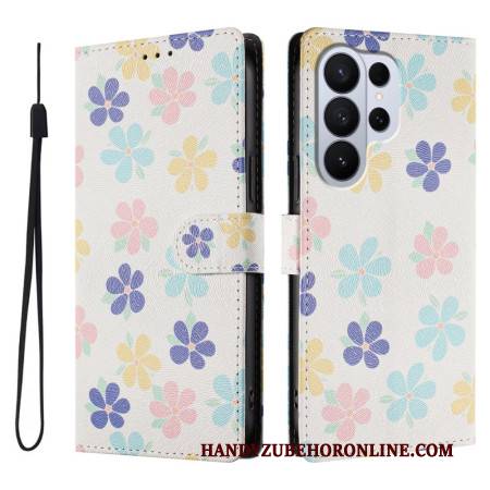 Lederhüllen Für Samsung Galaxy S26 Ultra Bunte Blumen
