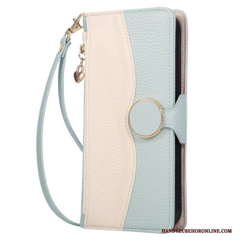 Lederhüllen Für Samsung Galaxy S26 Zweifarbige Geldbörse Mit Reißverschluss