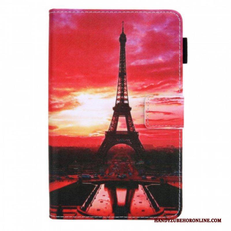 Lederhüllen Für Samsung Galaxy Tab A8 (2021) Sonnenuntergang Eiffelturm