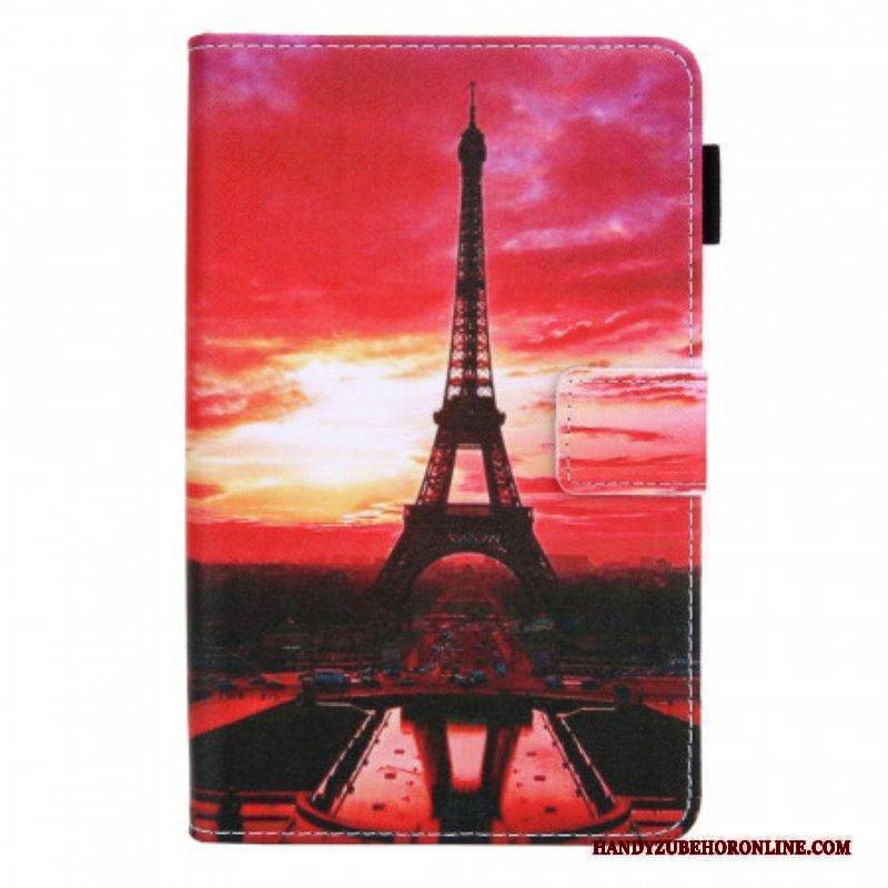 Lederhüllen Für Samsung Galaxy Tab A8 (2021) Sonnenuntergang Eiffelturm