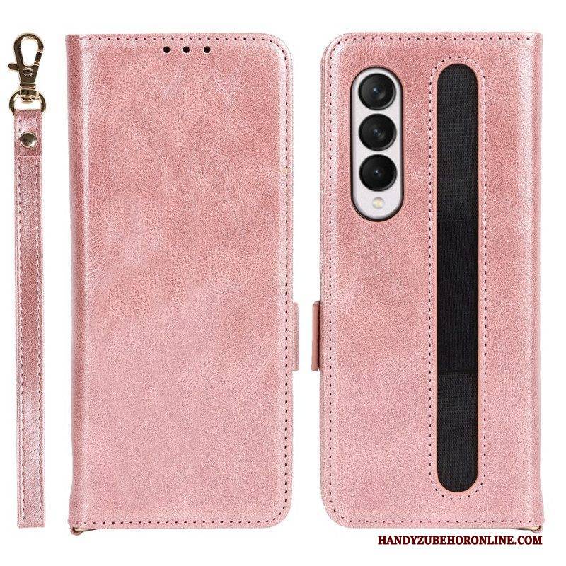 Lederhüllen Für Samsung Galaxy Z Fold 3 5G Flip Case Doppelte Stifthalterklappe