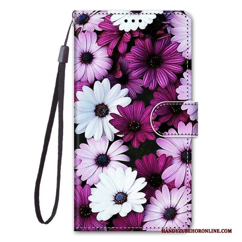 Lederhüllen Für Sony Xperia 10 IV Blumenmuster Mit Riemen