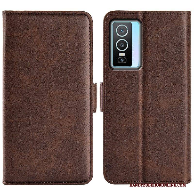 Lederhüllen Für Vivo Y76 5G Flip Case Plus Doppelklappe