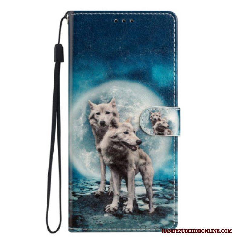 Lederhüllen Für Xiaomi 12 Lite Mit Kordel Schlüsselband Wolf