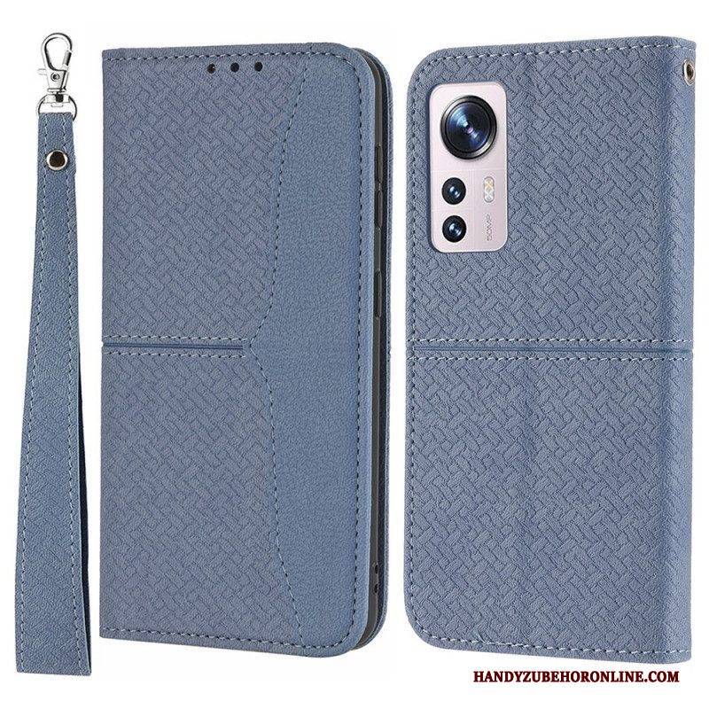 Lederhüllen Für Xiaomi 12 Pro Mit Kordel Riemchen-stil Aus Gewebtem Leder