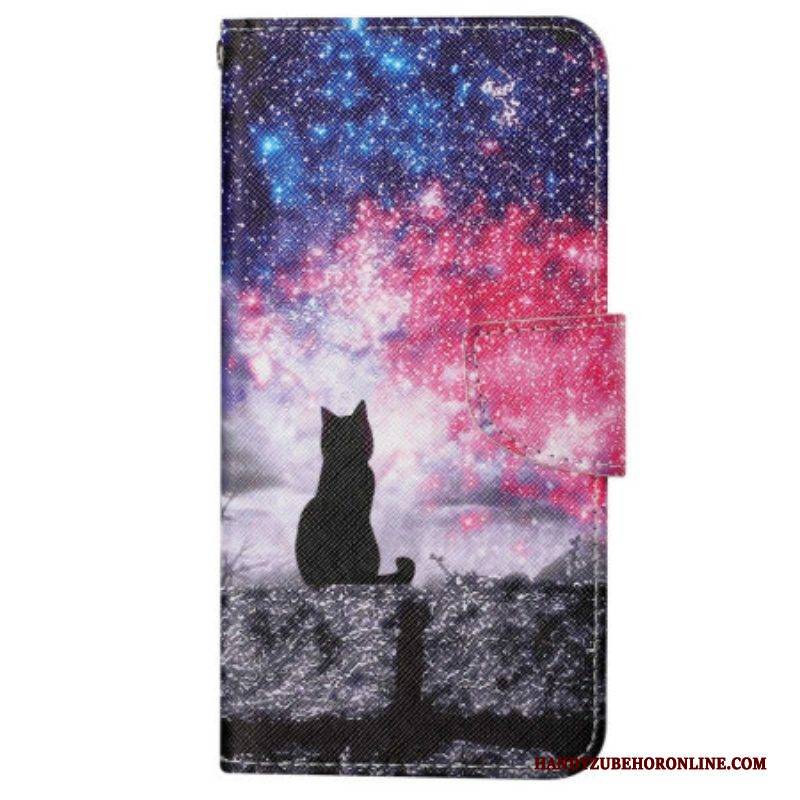 Lederhüllen Für Xiaomi 12T / 12T Pro Mit Kordel Oberlichtkatze Mit Riemen