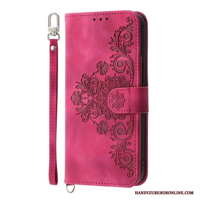 Lederhüllen Für Xiaomi 15 Ultra Blumenmuster Mit Riemen Und Schulterriemen